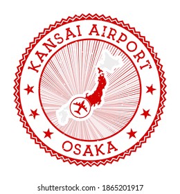 Kansai Airport Osaka stamp. Airport logo vector illustration. Osaka aeroport with country flag.