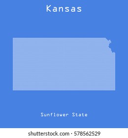 Kansas abstract dots map with name of state. Dotted style. Vector illustration