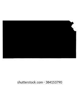 Kansas black map on white background vector