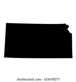 Kansas black map on white background