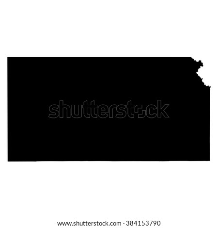 Kansas black map on white background vector