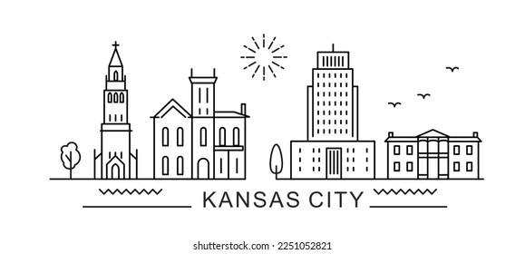 Kansas City Line View. Poster print minimal design.