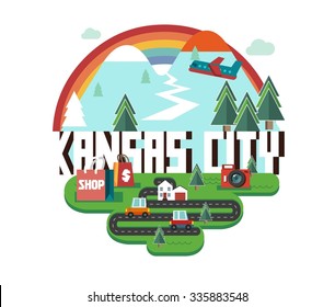 Kansas city logo in colorful vector