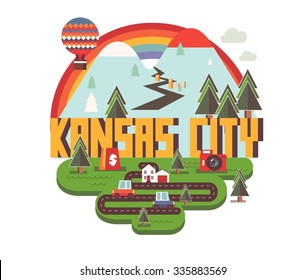 Kansas city logo in colorful vector