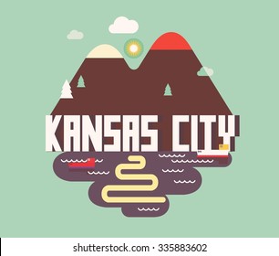 Kansas city logo in colorful vector