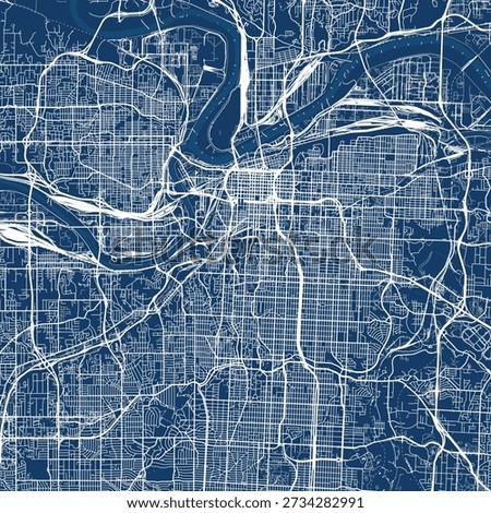 Kansas City City Map discover precision in every street and alley with this offering a detailed monochrome urban blueprint highlighting a refined ordered grid, emphasizing refined linework.