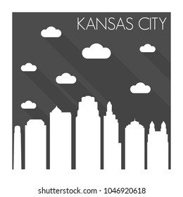 Kansas City Missouri Japan Skyline City Flat Silhouette Design Background