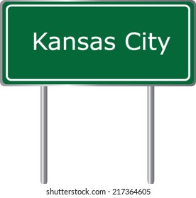 Kansas City, Missouri, road sign green vector illustration,USA city