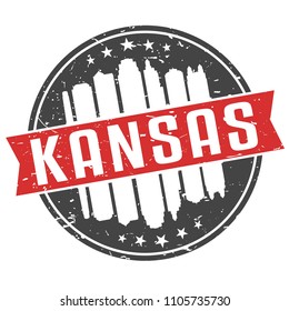 Kansas City Missouri Round Travel Stamp Icon Skyline City Design Seal Badge Illustration Clipart.