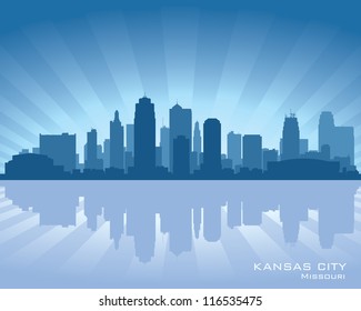 Kansas city, Missouri skyline with reflection in water