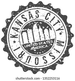 Kansas City Missouri. City Skyline. Silhouette City. Design Vector. Famous Monuments.