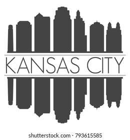 Kansas City Missouri USA Skyline Vector Art Mirror Silhouette Emblematic Buildings