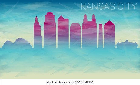 Kansas City Missouri Vector Skyline Silhouette. Broken Glass Abstract Geometric Dynamic Textured. Banner Background. Colorful Shape Composition.