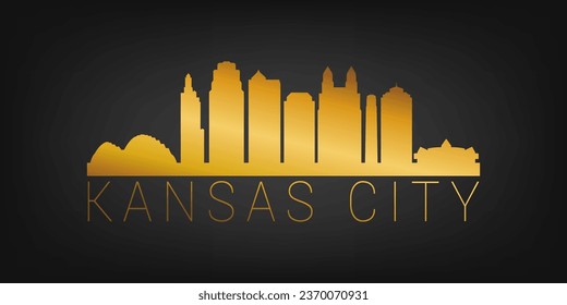 Kansas City, MO, USA Gold Skyline City Silhouette Vector. Golden Design Luxury Style Icon Symbols. Travel and Tourism Famous Buildings.