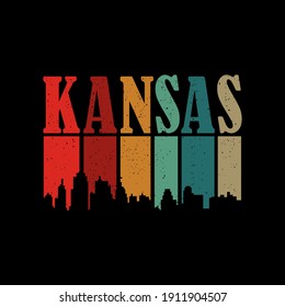 Kansas city retro vintage vector illustration. Good for greeting card and t-shirt print, flyer, poster design, mug.