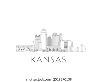 Kansas city skyline cityscape vector illustration