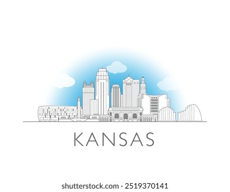 Kansas city skyline paisagem urbana ilustração vetorial