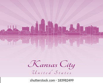 Kansas City skyline in purple radiant orchid in editable vector file