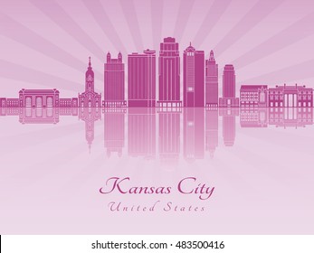 Kansas City skyline in purple radiant orchid in editable vector file