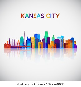 Kansas City skyline silhouette in colorful geometric style. Symbol for your design. Vector illustration.