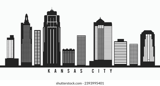 Kansas city skyline silhouette, Vektorformat