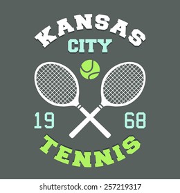 Kansas City tennis championship, t-shirt sport typography label 
