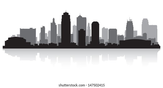 Kansas City USA Skyline Silhouette Vector Illustration