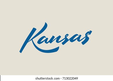 Kansas City USA State Word Logo Name Hand Painted Brush Lettering Calligraphy Logo Template