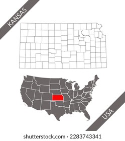 kansas county usa map blank 