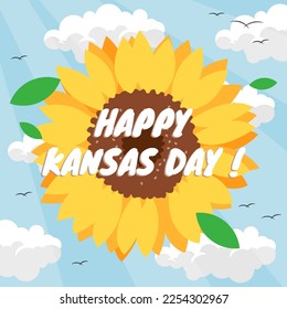 kansas day vector with blue sky suitable for banner, flyer or social media post.