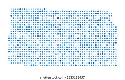 Kansas Dot Map. Us State Digital Style Shape. Kansas vector image. Us State shape blue circular dots. Beautiful vector illustration.