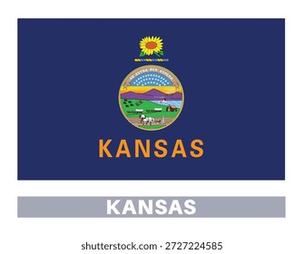Bandera de Kansas. Banderas del Estado americano en colores y proporciones oficiales