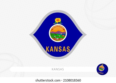 Kansas Flag For Basketball Competition On Gray Basketball Background. Sports Vector Illustration.