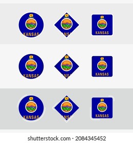 Kansas flag icons set, vector flag of Kansas. Three versions of icon.