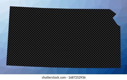 Kansas geometric map. Stencil shape of Kansas in low poly style. Radiant us state vector illustration.