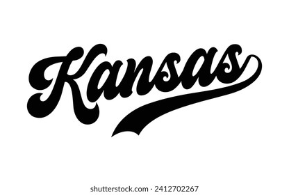 Kansas hand lettering design calligraphy vector, Kansas text vector trendy typography design