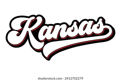 Kansas hand lettering design calligraphy vector, Kansas text vector trendy typography design