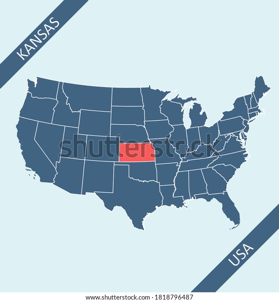 Kansas Highlighted On Usa Map Stock Vector (Royalty Free) 1818796487 ...