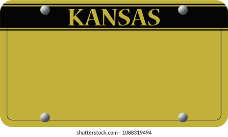 A Kansas license plate design isolated on a white background 