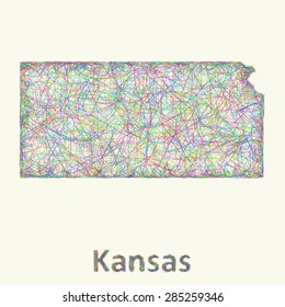 Kansas line art map