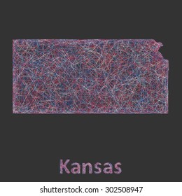 Kansas line art map