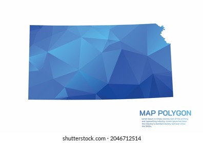 KANSAS Map Abstract geometric rumpled triangular low poly style gradient graphic on white background