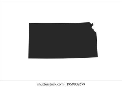 KANSAS Map black Color on White Backgound