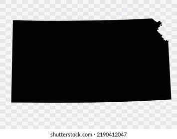 KANSAS Map black Color on Backgound png  not divided into cities