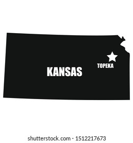 Kansas map in black on a white background