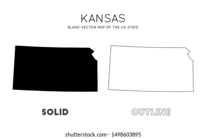 Kansas map. Blank vector map of the US State. Borders of Kansas for your infographic. Vector illustration.
