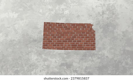 Kansas map bricks effect industrial texture wallpaper background