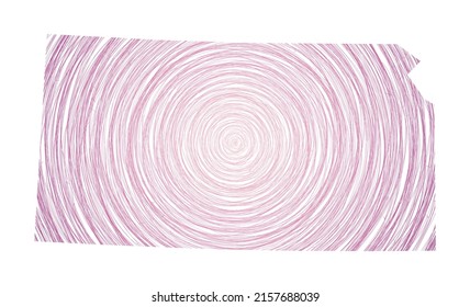 Kansas-Karte gefüllt mit konzentrischen Kreisen. Sketch Stil Kreise in Form des uns-Zustand. Vektorgrafik.