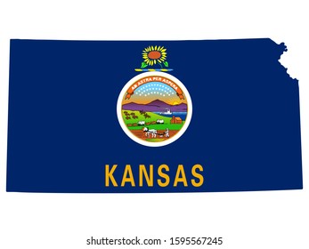 Kansas Map Flag Vector illustration Eps 10