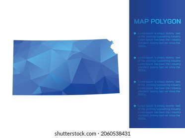 KANSAS map in geometric blue polygonal style modern design on white background. Vector illustration map in geometric blue polygonal style modern design on white background. Vector illustration.